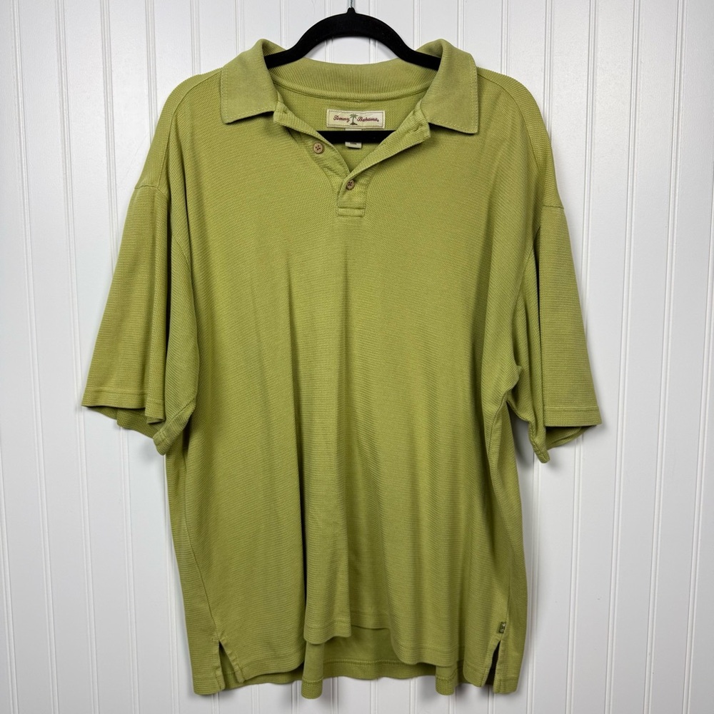 Tommy Bahama Silk Cotton Polo Shirt Men’s Large Green Resort Luxury